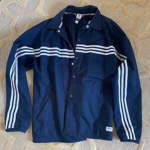 adidas Navy skateboarding Jacket with White Stripes size M unisex oversized fit